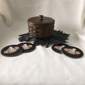 Longaberger coaster basket, coasters & WI Holder